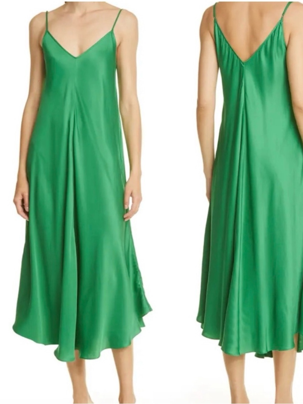 L’Agence Lorraine  Satin Slip Midi Dress
